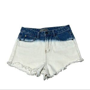 TopShop Moto Dip Dyed Cut-Off Denim Shorts Size L – Ombre High-Waisted Jean Shor
